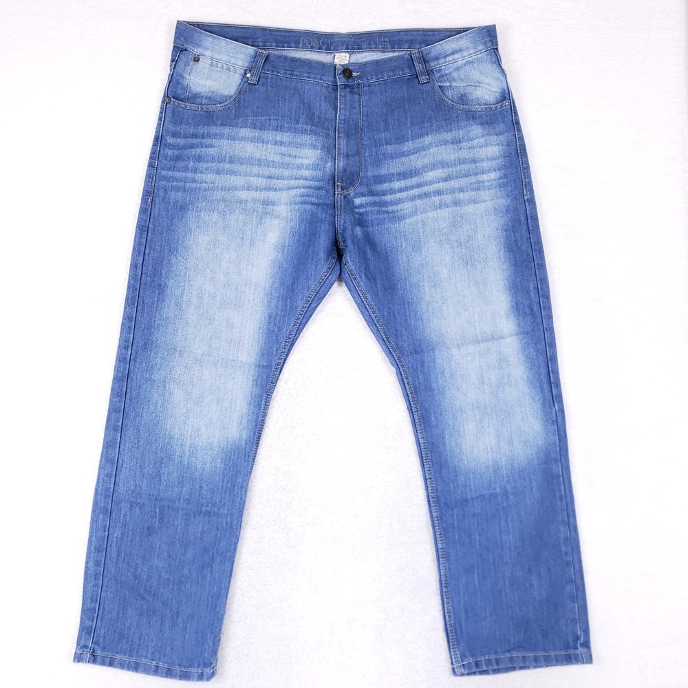PD&C Denim Jeans Mens 44x30 Relaxed Straight Light Wash Big & Tall Dad Core